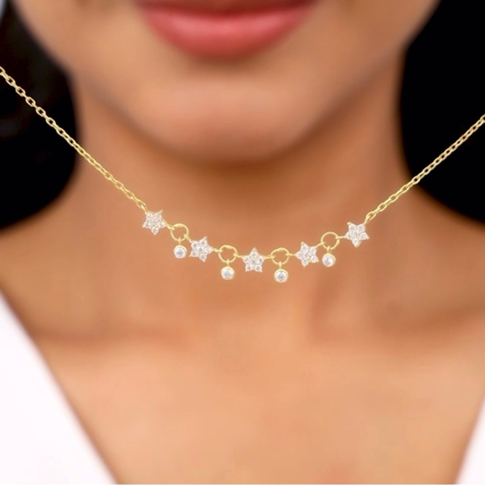 1.56 CT tw Stars Smile Moissanite Necklace